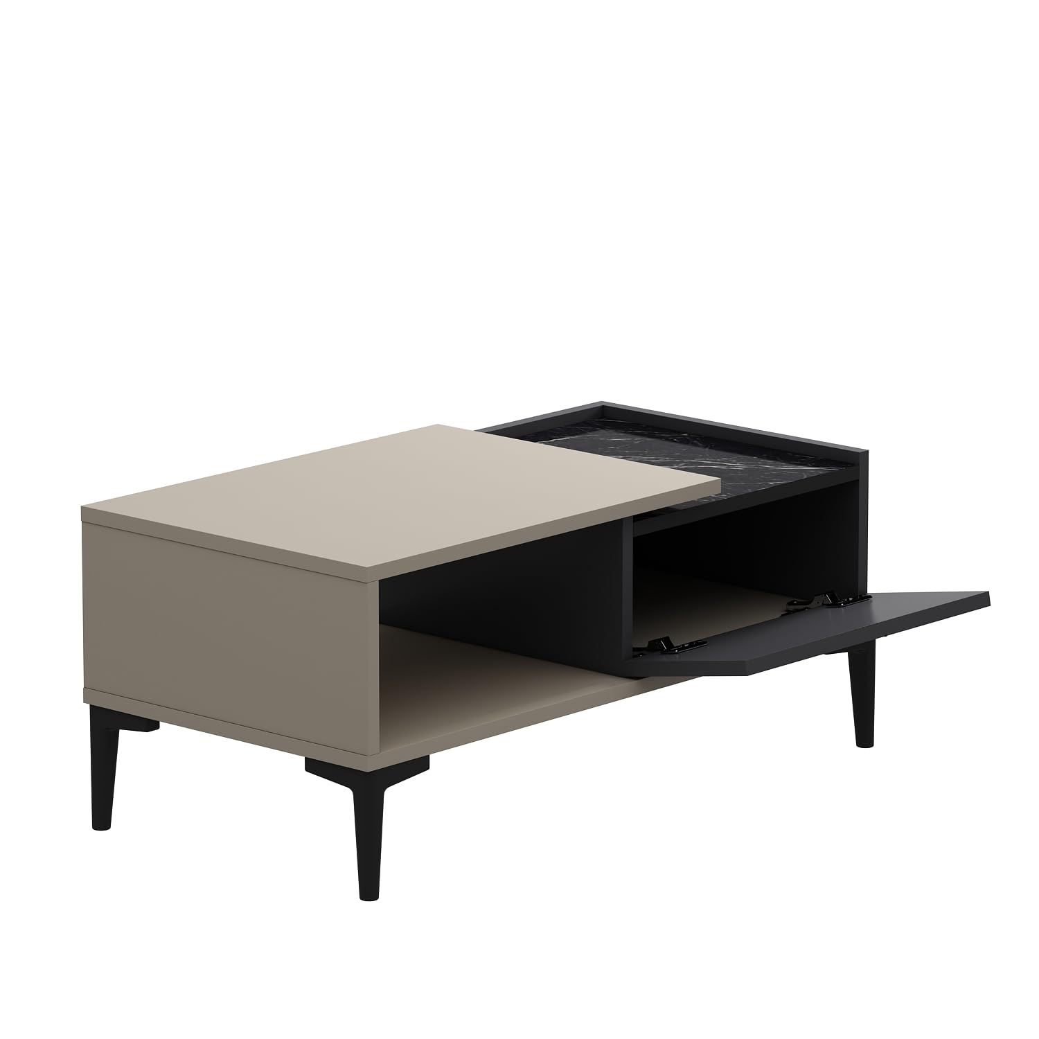 Homidea Modena - Tavolino da salotto con vano portaoggetti da 90 cm, moderno design scandinavo con spazio di archiviazione, tavolino rettangolare per salotto (beige