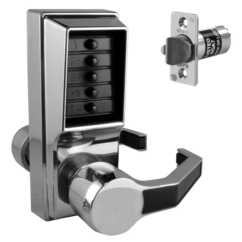 DORMAKABA Simplex L1000 Series L1041B Digital Lock Lever Operated With Key Override & Passage Set - Satin Chrome Right Hand No Cylinder