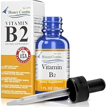 Honeycombs Riboflavin Vitamin B2 Liquid Drops 500 Percent DV, b2 made in USA Alcohol Free B2 Vitamins Supplement, Fast Absorbing Riboflavin Alternative to Capsules for Adult Daily Use