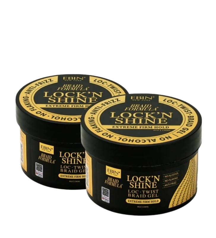 EBIN NEW YORK Braid Gel - 2X BRAID FORMULA LOCK’N SHINE 8oz Bundle - Extreme Hold and Twist Gel for Braids, Twists, and Protective Styles with Moisture Retention and High Shine –Gift Set (2 Items)