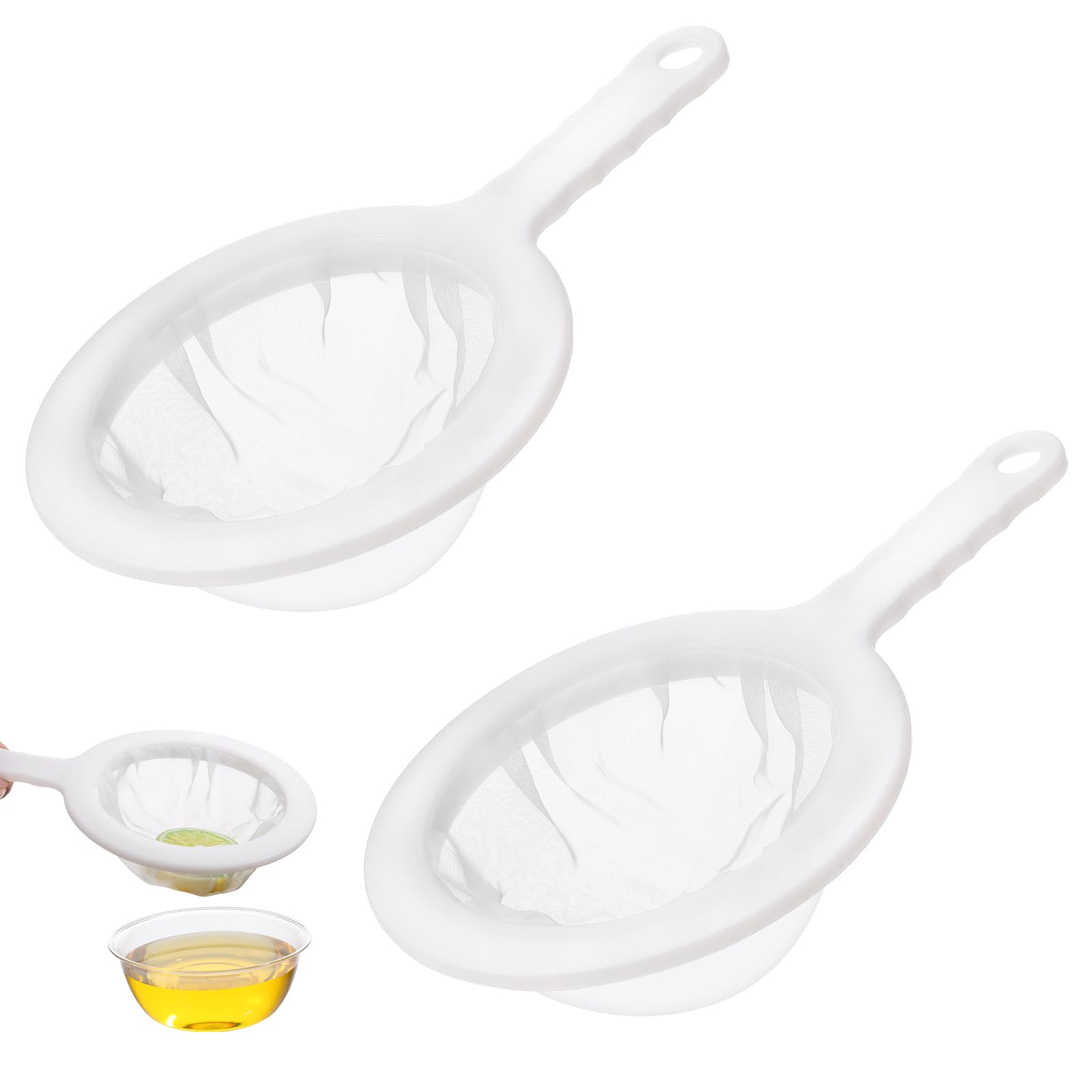 2PCS Mesh Filters, 100/200 Mesh Filter Strainer Nylon Fine Strainer for Milk Juice Pulp Oil Wine Cheese Whey Grease Coffee Suitable for 5 Inch Filter