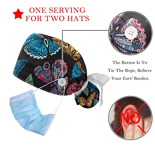 Chapeaux de travail pour hommes et femmes JDEZ : 2 chapeaux bouffants et casquettes ajustables - 3