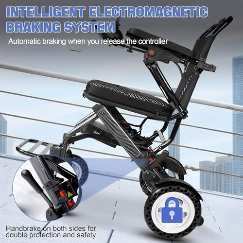 Ultra-Light Electric Wheelchair for Adults, Aluminum Frame, All Terrain Folding Electric Wheelchair for Seniors, Detachable Soft Pads, Power Wheelchair for Travel and Daily Use - Image 3