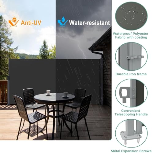 Auvent latéral en polyester synthétique imperméable pour terrasse extérieure - 4