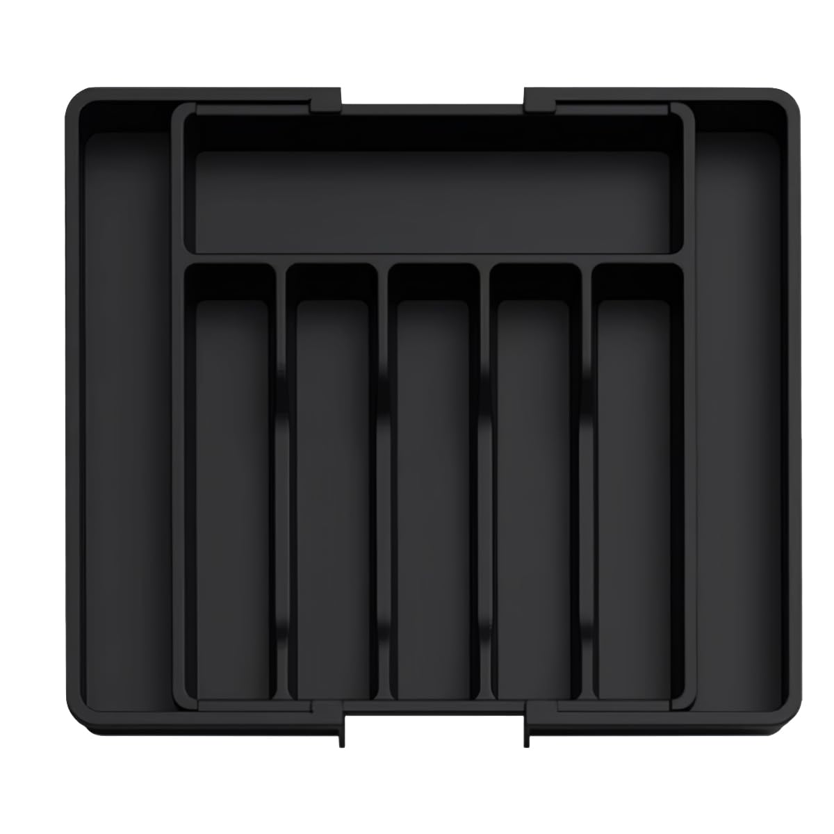 Organizador de cajones para cubiertos, soporte ajustable para utensilios de cocina, bandeja expandible para cubiertos, bandeja compacta de plástico para cucharas, tenedores y cuchillos.