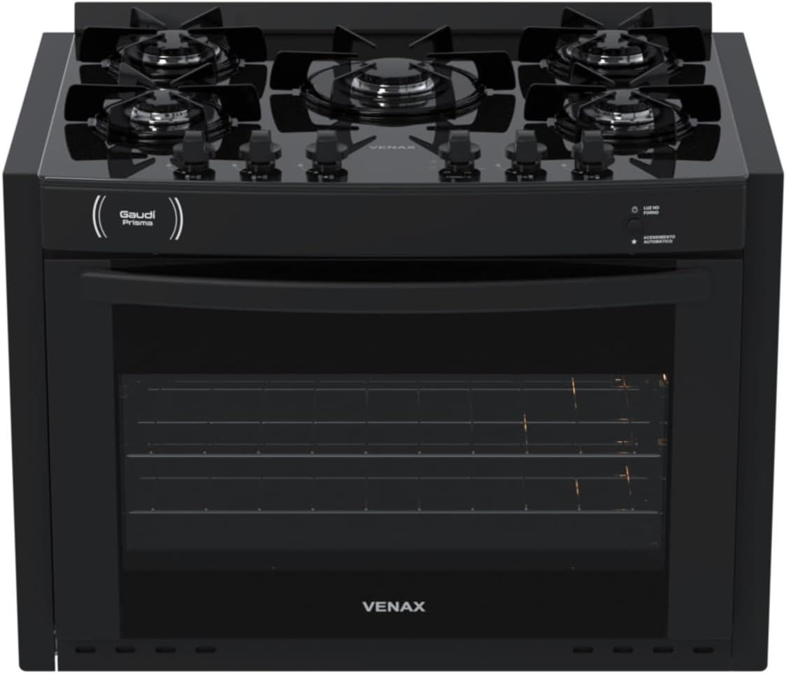 Fogao A Gas De Embutir Gaudi Prisma Vitreo Bl 5q Preto Gas Glp