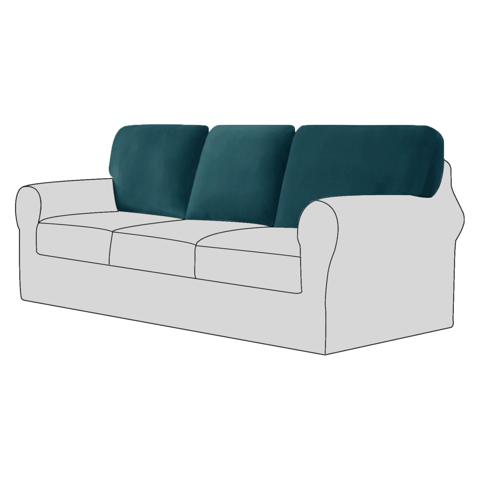 UNBBRRL Sofa Backrest Cover Stretch, Separate Back Cushion Covers, Backrest Cushion Slipcover, Sofa Back Cover Furniture Protector (Dark teal,Large square×3 (3 pcs))