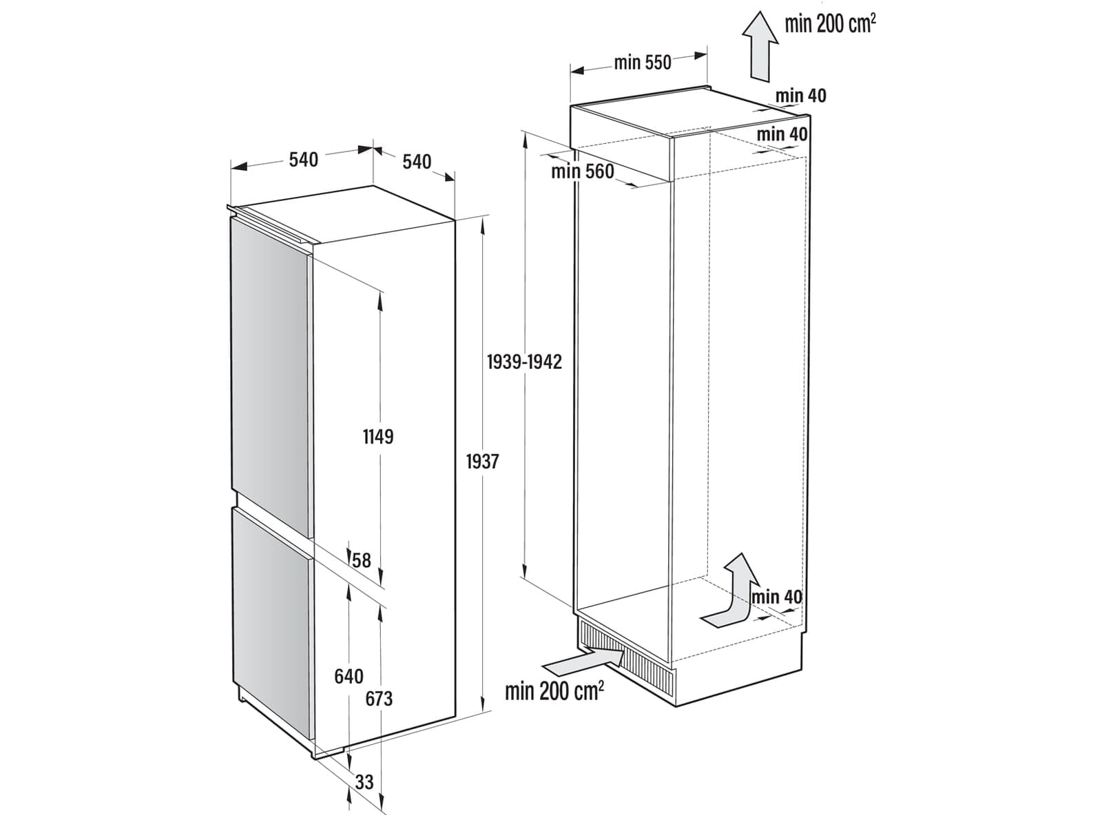 Gorenje Einbau-Kühl-Gefrierkombination, 281 Liter, NoFrost DualAdvance, Umluft-Kühlsystem, Edelstahl, Weiß, Einfarbig, 194 cm Nische