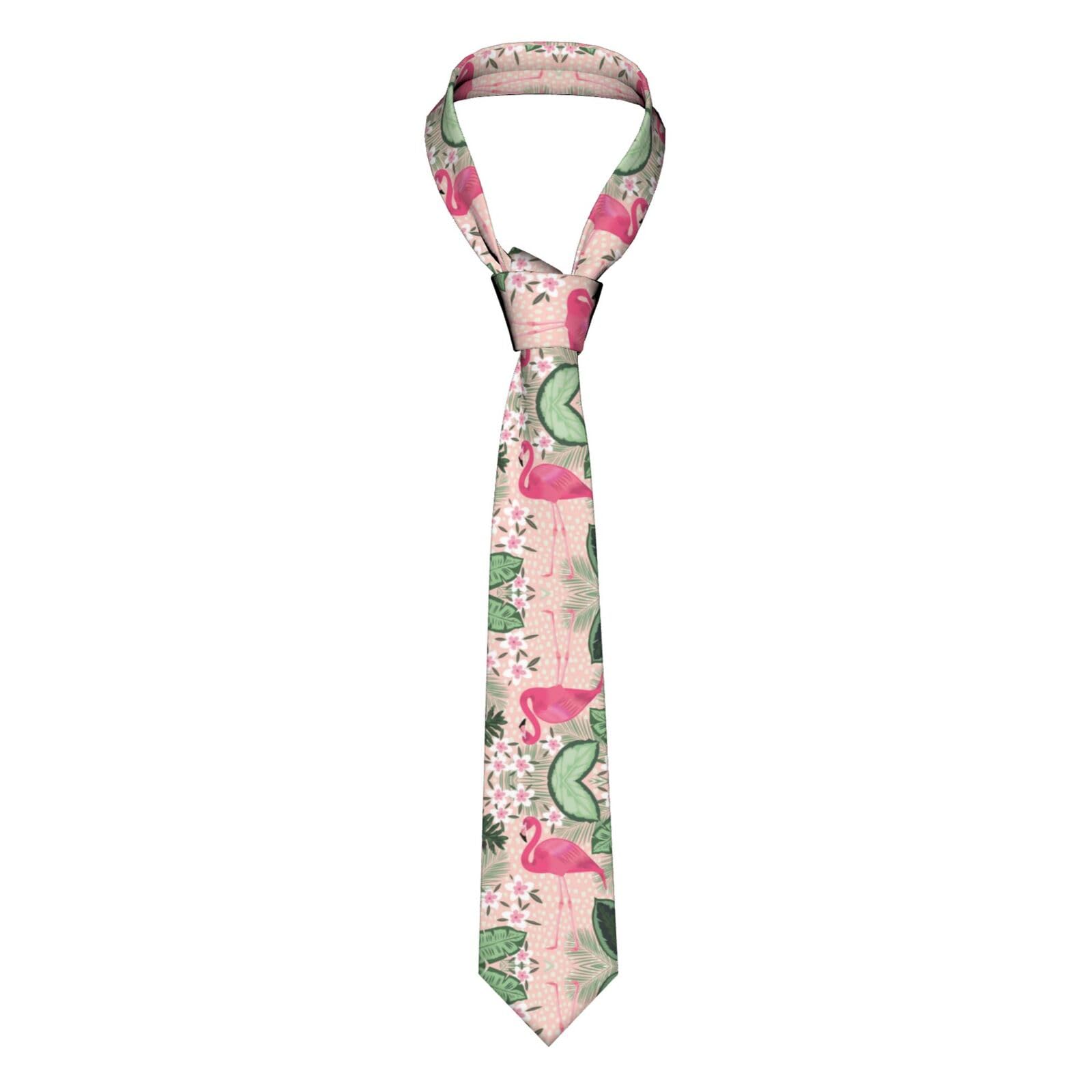 Faduni Unisex Flamingo Men Ties Silk Neck Tie For Men Wedding Business Formal Neckties