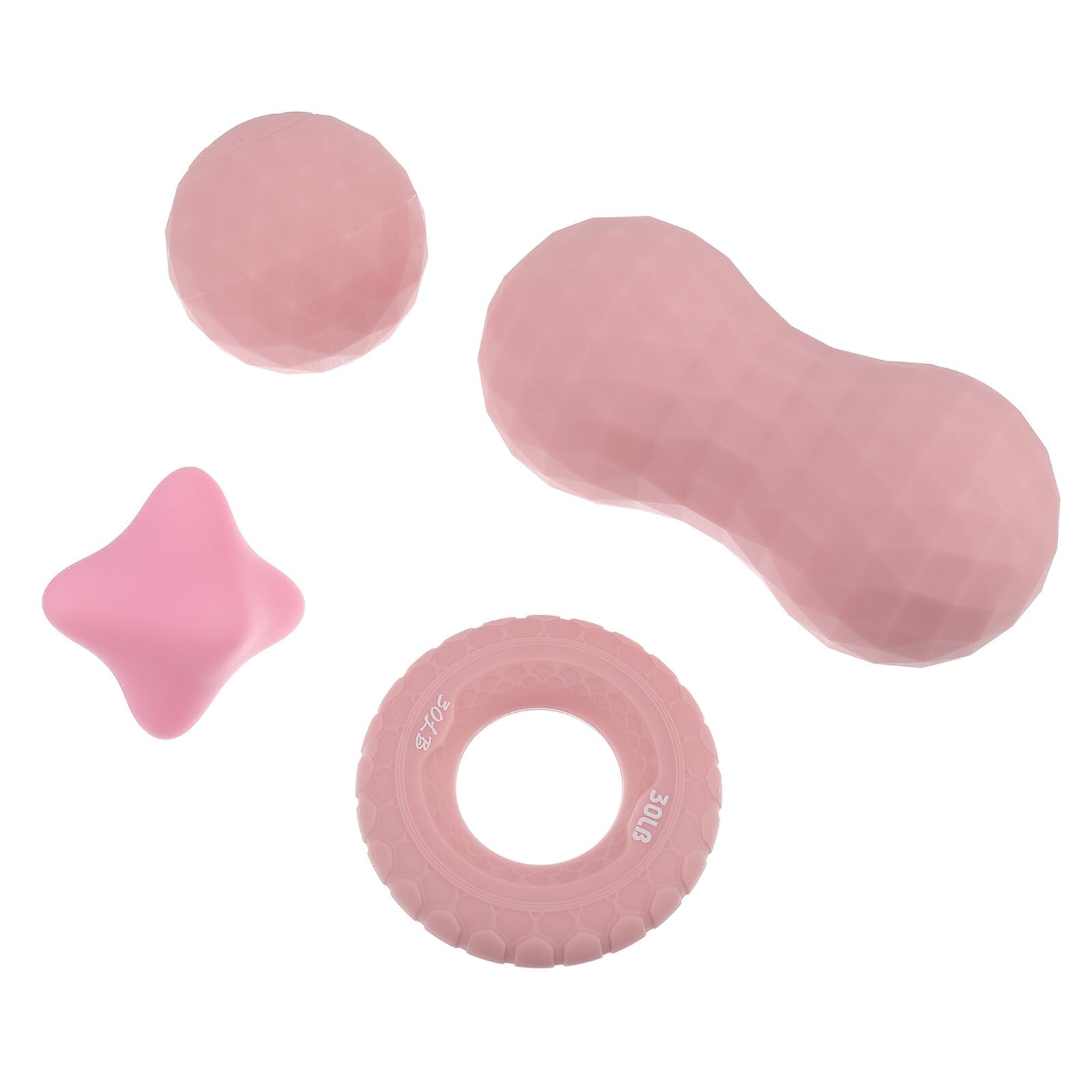 UKCOCO Kit de 4 Balles de Massage en Silicone Rose pour Relaxation Musculaire, Yoga et Sport, Accessoires pour Paume et Plante des Pieds, Dispositif de Détente et Soulagement des