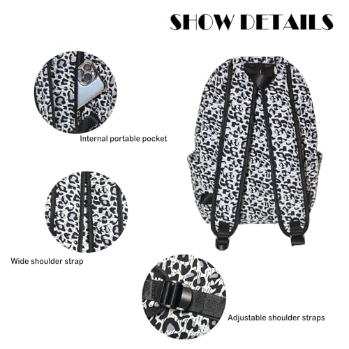 Women Black cheetah print backpack, College School Backpack Bookbag，Waterproof Sports Laptop Bag Compatible with 15-Inch Notebooks3