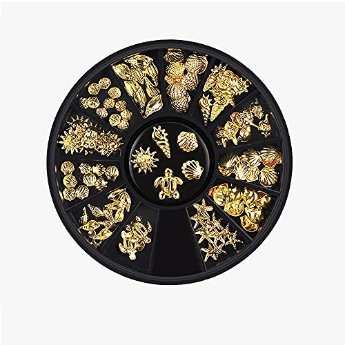 Beach Theme Nail Art Stickers Charms Gold Metallic Studs Turtle Marine Summer Nails Art Decoration For Acrylic Polish Craft (Ocean) #TOP1