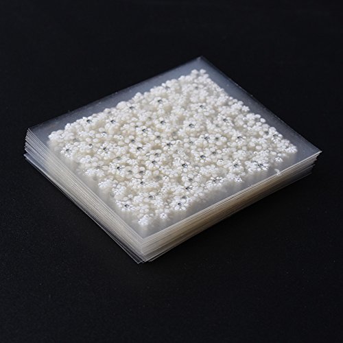 Wokoto 30Pcs White Adhesive 3D Nail Stickers Flower Nail Art Decoration Accessory With 1 Pcs Anti-Static Tweezers And 5 Pcs Wood Nail Art Stick Cuticle Pusher #TOP1