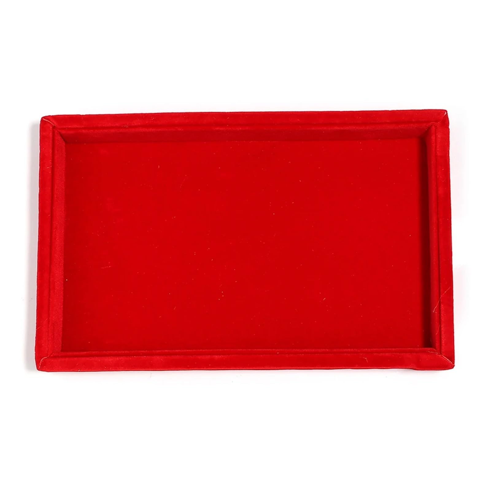 ZHSOAO 1Pc Velvet Jewelry Display Tray Ring Earring Storage Box Necklaces Bracelets Organizing Plate for Jewelry(Red Small)