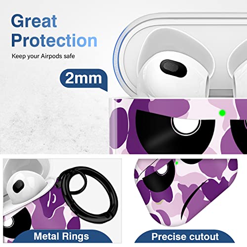Image of for Airpods 3 Case 2021, Don't Touch Me for Airpods Cover with Keychain Soft Cute Shockproof Cover for Women Men Compatible with for Airpods 3 Charging Case,Purple