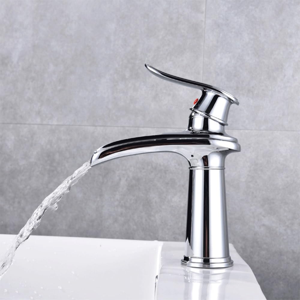 Grifo de baño con caño de cascada ajustable para eliminar salpicaduras