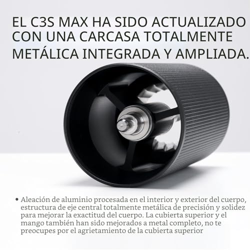 Miniatura 2 de Timemore Molinillo De Café C3s Max, Acero Inoxidable, Ajuste Preciso, Mango Plegable, 25 G De Granos, Negro