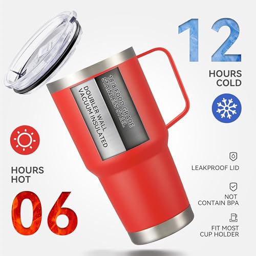 Image of 30 oz Stainless Steel Tumblers Bulk with Handle and Lid, 8 Pack
