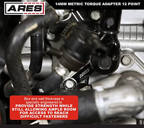 Ares 43029 – 14Mm 12-Point Box End Torque Adapter Extension – 3/8-Inch Drive - 2-Inch Extension For Torquing In Hard To Reach Places – Chrome Vanadium Steel Construction #TOP4