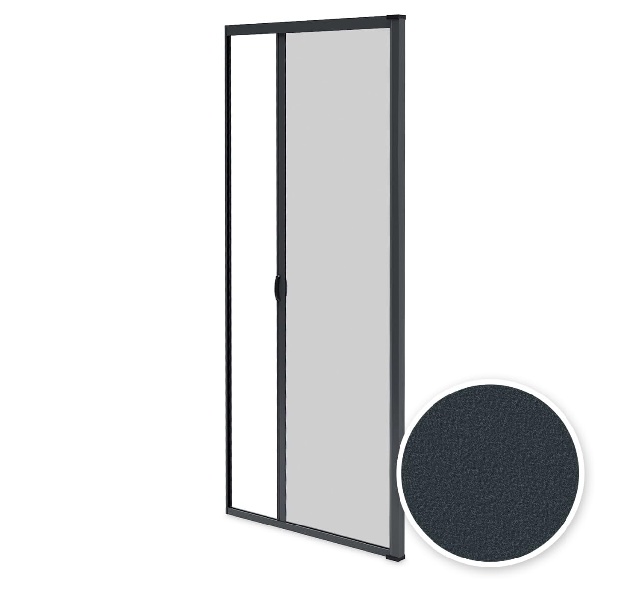 Avosdim - Estor mosquitera para puerta de aluminio de lujo, 230 x 140 cm, recoupable, color gris antracita 7016 texturizado, protección contra insectos ajustable