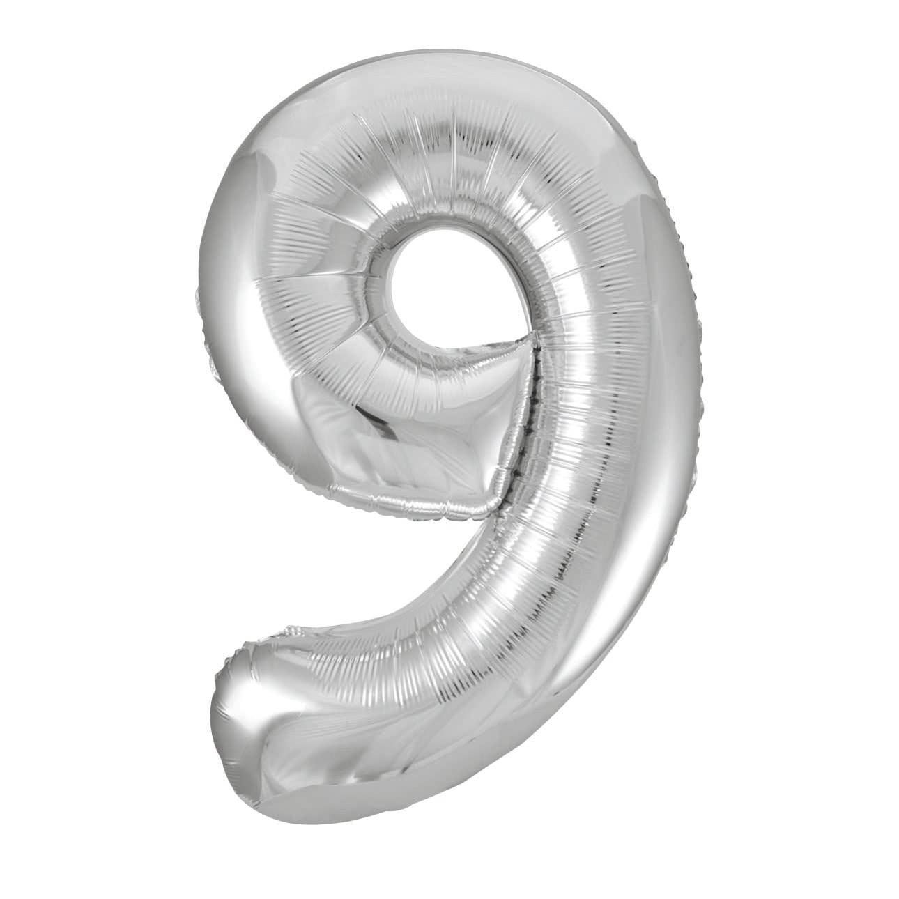 Silver Number 9 Shaped Large Foil Balloon (86cm) 1 Piece - Perfect for Birthday Parties and Special Events