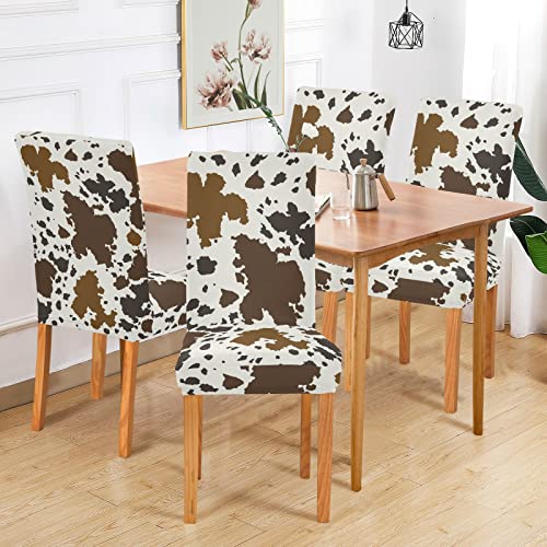 Xigua Cow Print Chair Covers For Dining Washable Stretch Dining Chair Cover Set Of 4 Kitchen Chair Slipcovers Removable Seat Covers For Kitchen Dining #TOP5