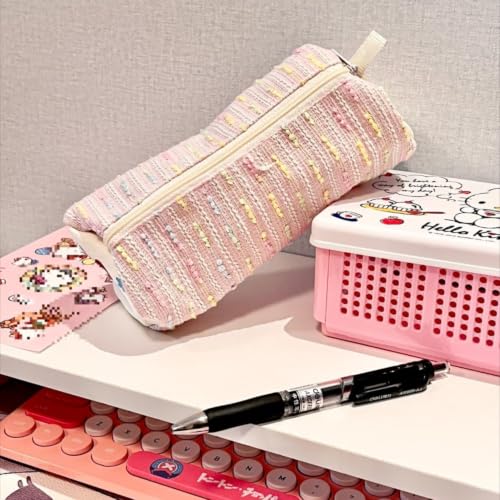 Image of Pink Strawberry Cake Pencil Pouch for School Girls, Large Capacity Cute Pencil Case, Stationery Organizer | Spacious Storage | Lightweight | Multi-Use | Aesthetic | College Ready