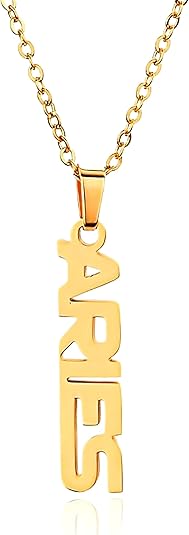 Zodiac Necklace for Women 18K Gold Plated 12 Constellation Pendant Silver Stainless Steel Jewelry Letter Astrology Sign Charms Personalized Gift for Mother and Daughter