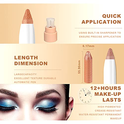 Retrochic 10 Pack Natural Nude Warm Metallic Eyeshadow Sticks，Extremely Pigmentable Creamy Matte Glimmer Eye Shadow Pencil Crayon ，Professional Waterproof And Long Lasting Starter Eyeshadow Stick Set & Eyeliner Set #TOP4