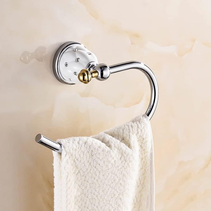 LSLYTQ Antique Gold Diamond Brass Towel Ring, Towel Holder, Towel Bar, Wall Mounted Bathroom Accessories