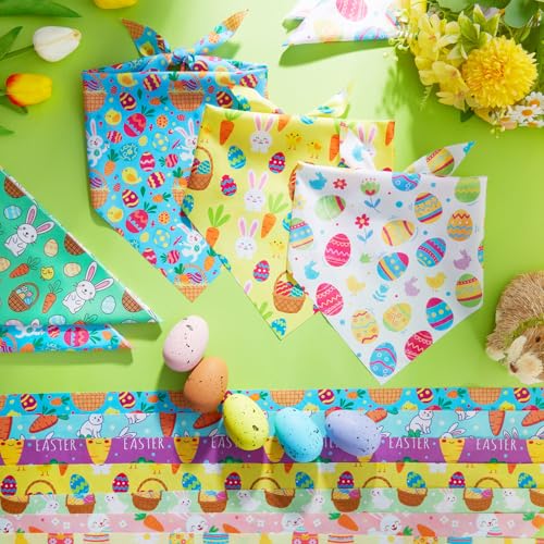 Image of Abbylike 50 Pcs Easter Dog Bandanas Bulk Bunny Egg Carrot Bandanas for Dogs Triangle Kerchief Bibs Scarf Set for Pet Easter Costume Photo Props Accessories Pet Shops, 25 Styles (31.5 x 21.7 x 21.7)