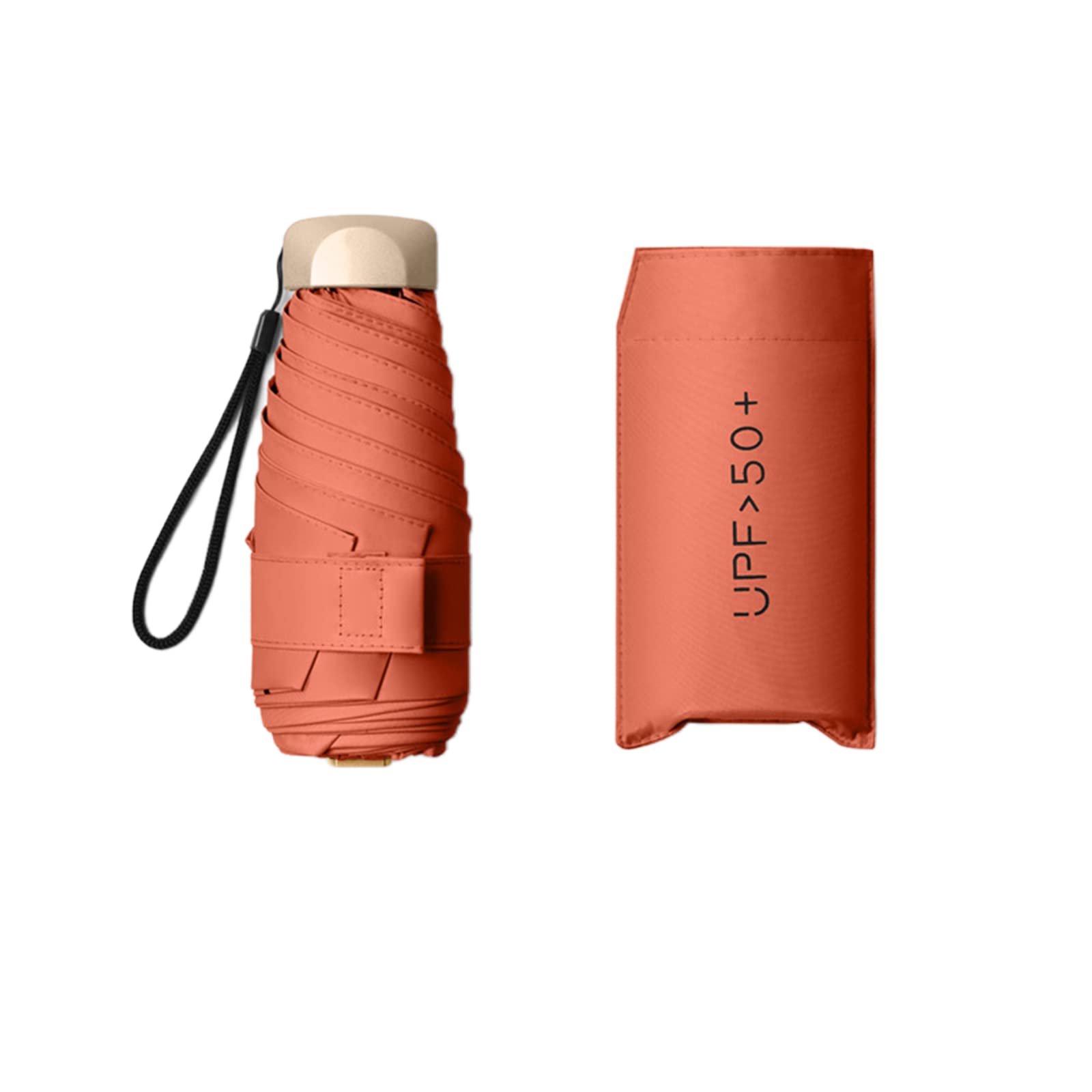 Pocket Umbrella Travel Umbrella Windproof Sun Rain Mini Ultra-Light 5 Fold Umbrella Anti-Uv Folding Sunshade Dual-Use Sunny Umbrella Sunscreen Pocket Umbrella Sun Umbrella Female