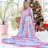 Ailemei Direct Rainbow Tie Dye Blanket for Girls, Twin/Full Size Soft Warm Bed Fleece Blankets for T