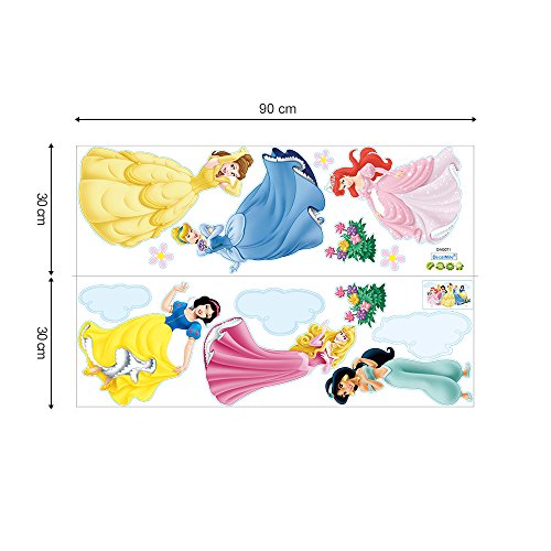 decalmile Princess Wall Stickers Murals Removable Vinyl Girls Room Wall Decals Nursery Baby Bedroom Wall Decor (6 Different Theme Princess) - Thumbnail 6