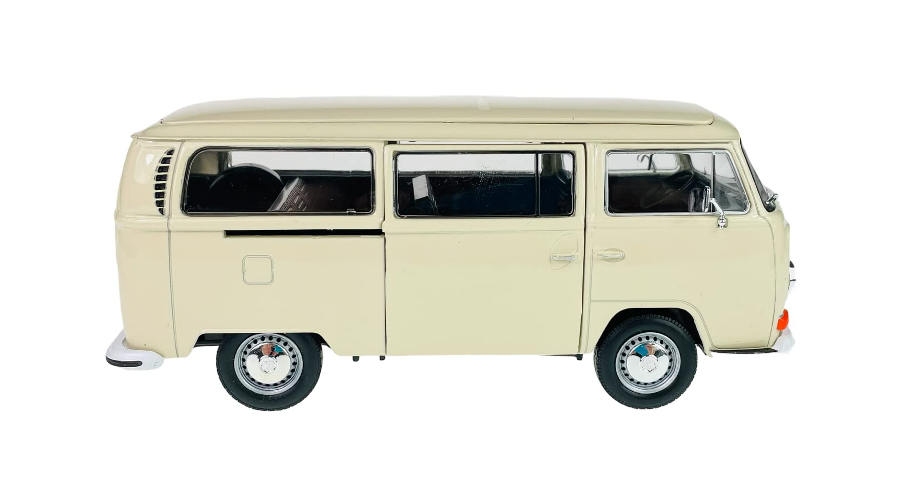 Welly modello auto compatibile con VW Volkswagen T2 crema White Beige Bus Transporter 1967 – 1979 ca 1/24 1:24 metallo modello auto Die Cast nuovo in scatola