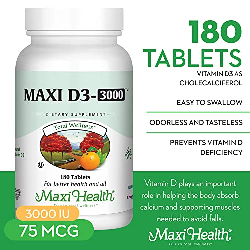 Vitamin-D3-3000-IU-Dietary-Supplement-Easy-to-Swallow-Odorless-Tasteless-Supports-Calcium-Absorption-Immune-Health-and-Bone-Health-in-Adult-Women-Men-180-Tablets-by-Maxi-Health