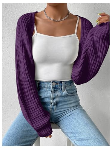 Image of Verdusa Women's Y2k Cropped Cardigan Sweaters Lightweight Knit Open Front Bolero Shrugs Spring Fall Outfits