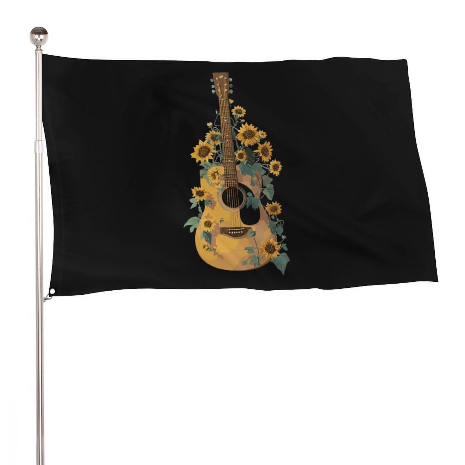 Bandera de guitarra con girasoles para decorar fiestas veraniegas y terrazas