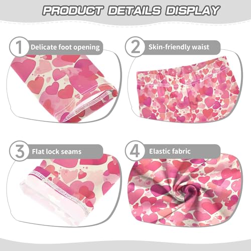 KLL Hearts Pink Purple Watercolor Little Girls Active Leggings Fashion Full Length Yoga Pants Running3