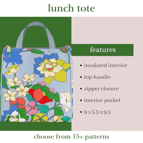 Image of kate spade new york Insulated Lunch Tote, Flower Bed | Cute Insulated Soft Cooler Bag, Adult Lunch Box with Silver Thermal Interior Lining and Mesh Storage Pocket