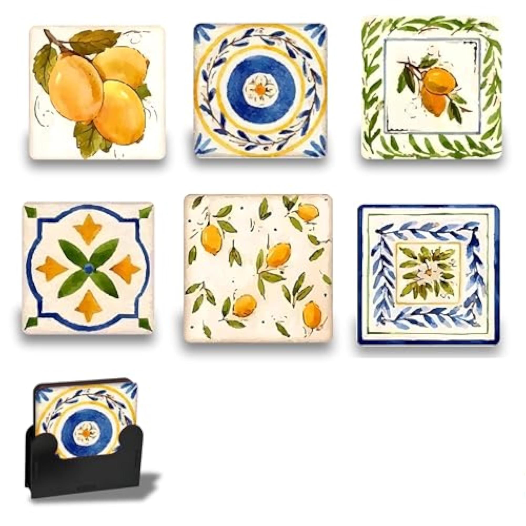 MDF Lemon Printed Tea Coaster Set of 6