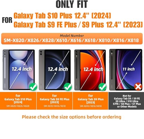 Image of INICIO Shockproof Folio Case Cover for Samsung Galaxy Tab S10 Plus / S9 FE+ / S9 Plus 12.4 inch, Multiple Angle Viewing Modes, 4.5cm Elevation Stand, S Pen Holder, Auto Wake /Sleep, PU+TPU, Black