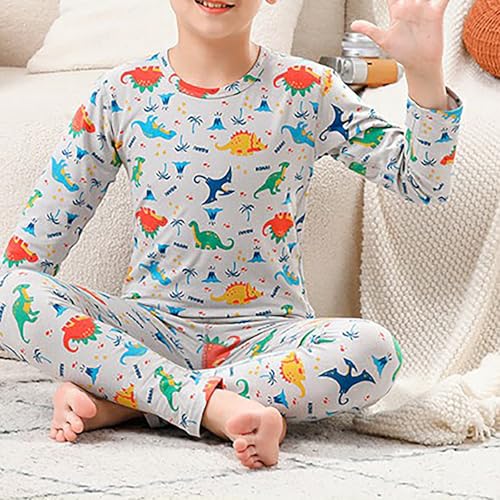 Kids Boys Girls Soft Cotton 𝐒lee𝐩wear Set Comfort Long Sleeve 𝐏a𝐣amas with Pants Toddler Cartoon Print 𝐋oun𝐠ewear2