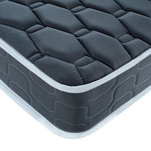 BedStory Mattress, Double Bedding Mattress, 6 Inch Sleeping Sprung Mattress with Skin-Friendly and Breathable Fabric, Fire Resistant and Stain Resistant Mattress, Grey