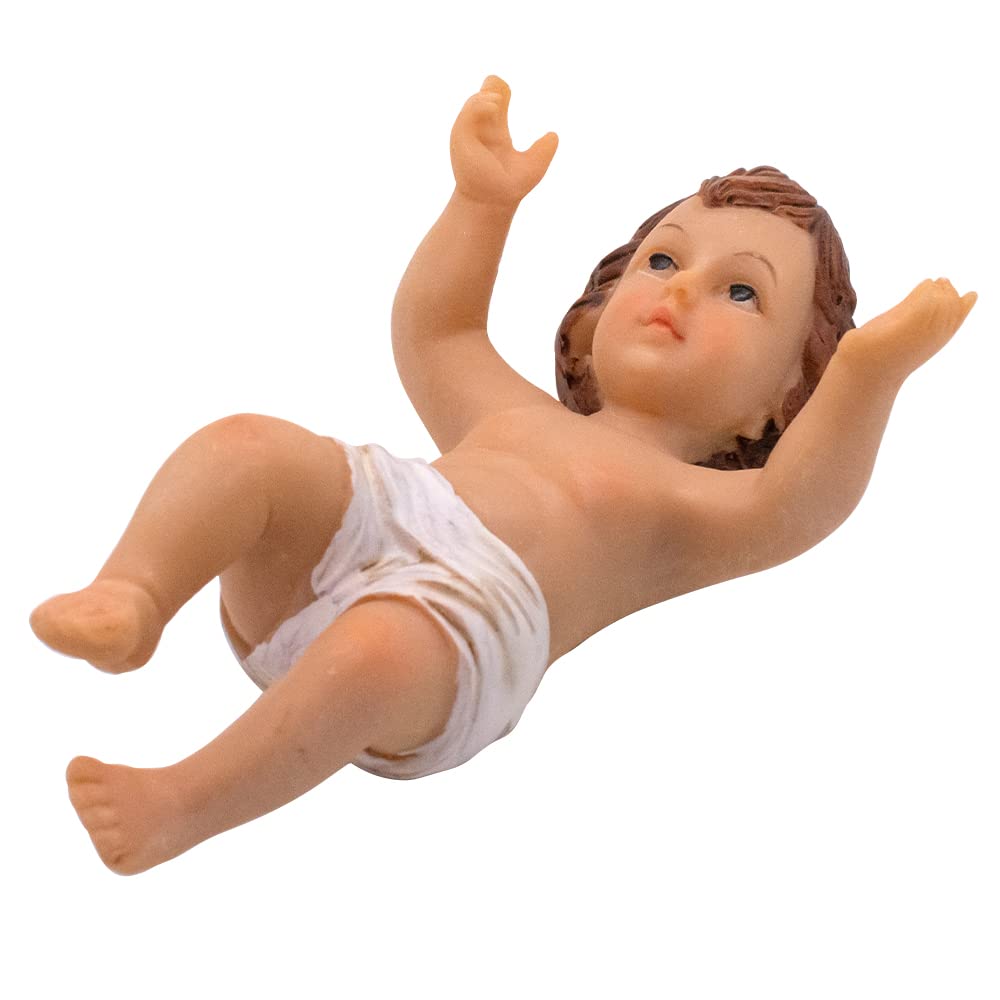 Figurine Bébé Jésus En Résine - Détails Peints à La Main, Décoration De Crèche De Noël, Ornement Religieux - Taille 7.5 à 12.8 Cm