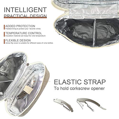 image for ZORMY 2 Bottle Insulated Wine Carrier Bag for Travel, Wine Carrier Tot