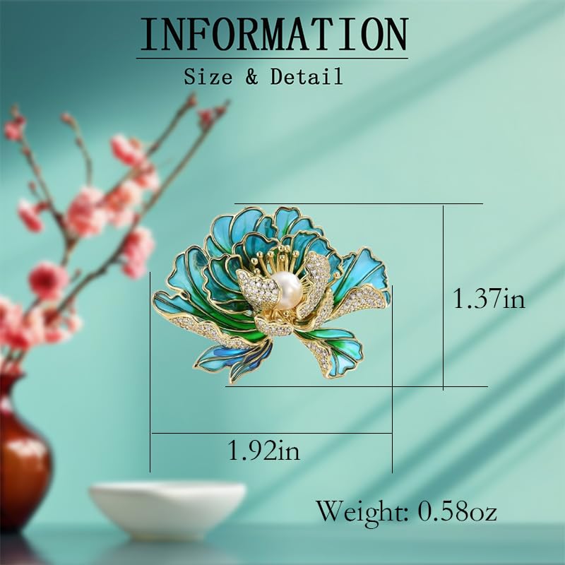 Image of Flower Brooch Pin - Rhinestone Flower Pin 18k Gold Plated - Thanksgiving Day, Birthday, Wedding Gifts for Mom, Wife