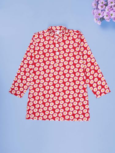 Image of KiddoPanti Boys 100% Cotton Ethnic Motif Printed Short Length Kurta