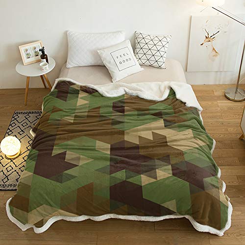 Double Love Sherpa Fleece Blanket 60''X 80'' Fuzzy And Soft Blanket For All Season Bed Sofa Outdoor Travel, Geometric Camouflage Triangle Tile, Warm Gift For Kid, Adult, Artistic Mosaic Fill #TOP2