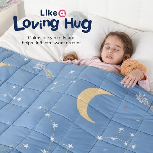 Kivik Weighted Blanket 3lbs, 36" x 48", Blue Moon Stars Heavy Throw Blankets, All-Season Breathable Soft Cute, Calming & Sleep, Machine Washable